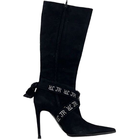 Vintage JOHN RICHMOND Women Boots US 9 EU 39 Zip-Up Suede Leather High Heels - Picture 3 of 13